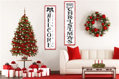 Christmas Vertical Porch Sign Svg Set Welcome To Our Home Merry By