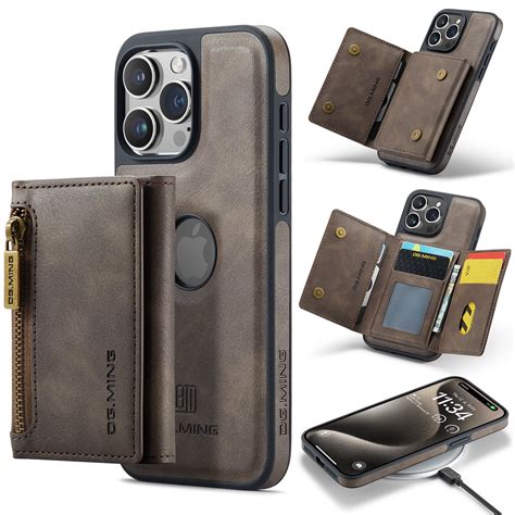 Elehold For Iphone 13 Detachable Wallet Case Premium Pu Leather 2 In 1 Magnetic Removable Zipper