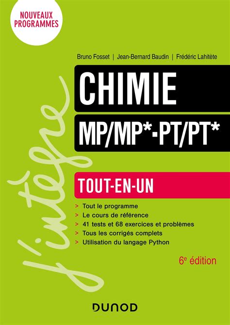 Chimie Tout En Un Mp Mp Pt Pt Livre Et Ebook Physique Chimie De