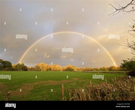 Full Rainbow Arch Stock Photo Alamy