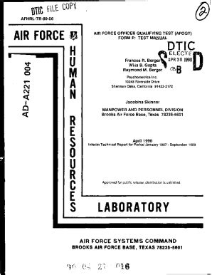 Fillable Online Air Force Officer Qualifying Test AFOQT Form P The