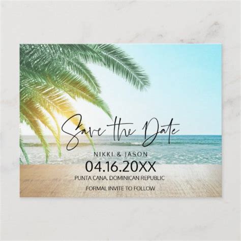 Tropical Beach Destination Wedding Save The Date Announcement Postcard Zazzle