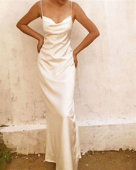 Crystal White Cowl Neck Backless Silk Gown By Alashanghai Silk Studio