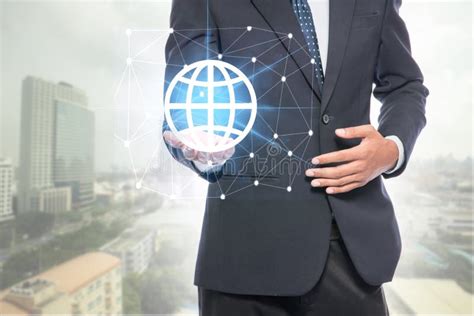 Businessman Holding Global Network Stock Image - Image of hand, hold ... 