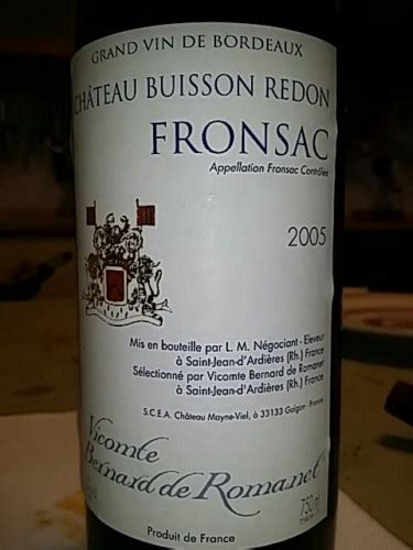 Vicomte Bernard de Romanet Château Buisson Redon Fronsac Vivino US