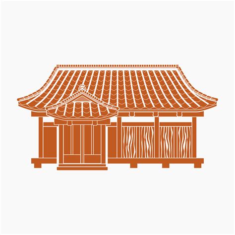 Editable Flat Monochrome Style Traditional Japanese House Vector ...