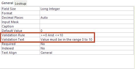 Set A Field S Validation Rule In An Access Table