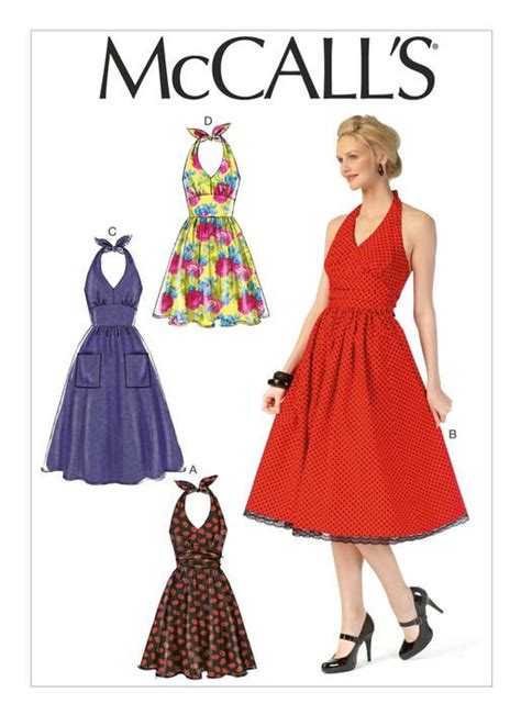 M7157 Misses Halter Dresses Sewing Pattern Mccalls Patterns Dress