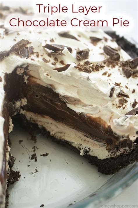 Triple Layer Chocolate Cream Pie Recipe Chocolate Pie Recipes