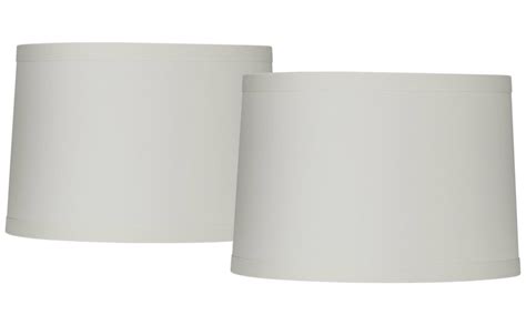 Set Of 2 Drum Lamp Shades Ivory Medium 15 Top X 16 Bottom X 11 Slant X 11 High Spider With