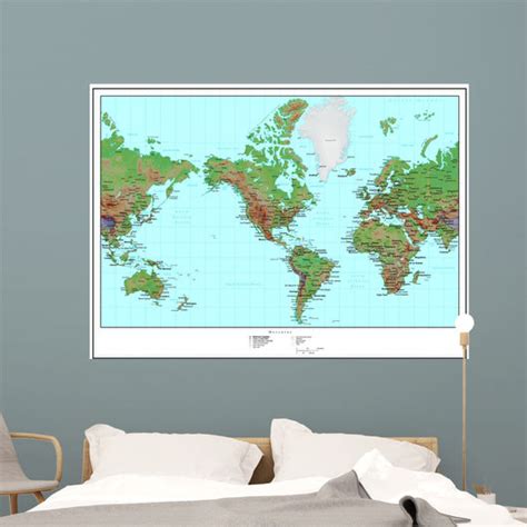 Topographical World Map Wall Mural – Wallmonkeys