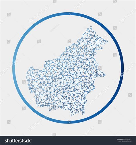 Borneo Icon Network Map Island Round Stock Vector Royalty Free