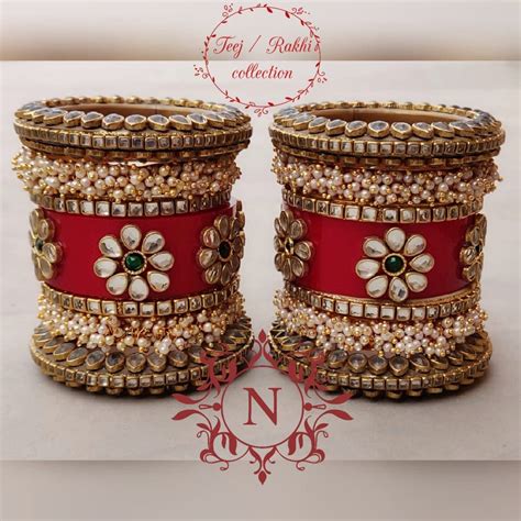 Exclusive Indian Red Color Wedding Chura Set Decorated With Pearls