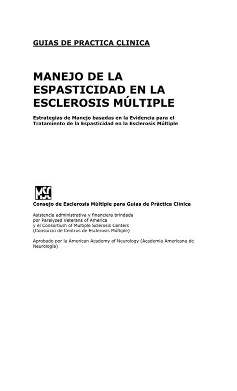 Pdf Manejo De La Espasticidad En La Guias De Practica Clinica