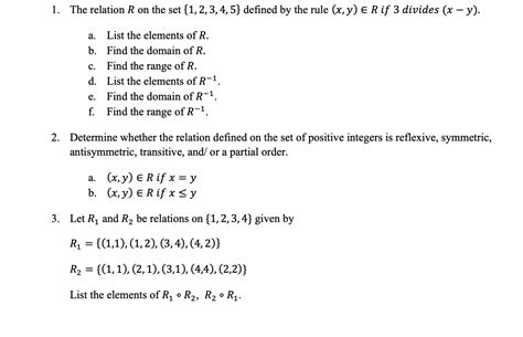 Solved 1 The Relation R On The Set 12345 Defined By