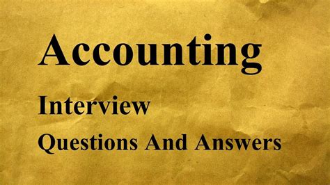 Accounting Interview Questions With Answers Junior Accountan