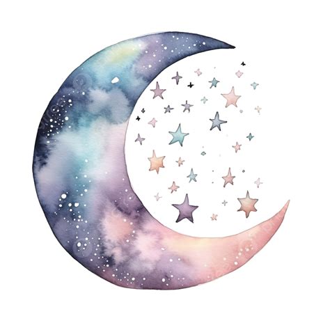 Watercolor Moon Clip Art Element Space Moon Watercolor Space Png