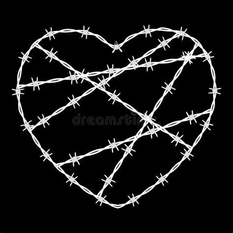 Heart Shaped Conclusion Symbol Sign Barbed Wire Isolated On White