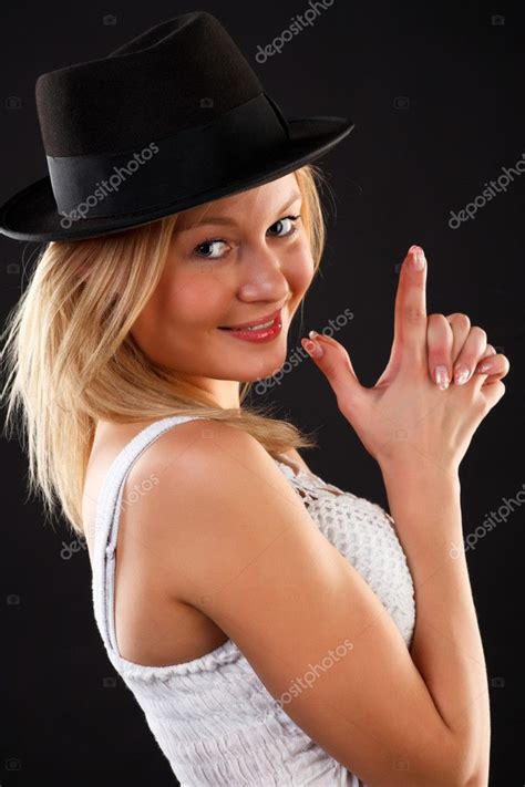 Blonde In Black Hat Stock Photo Izhorov