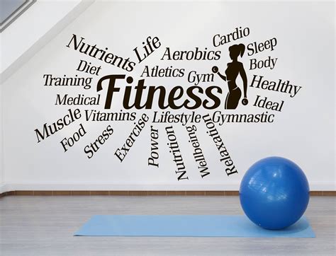 Sports Gym Words Motivational Wall Decal Fitness Health Wall Etsy