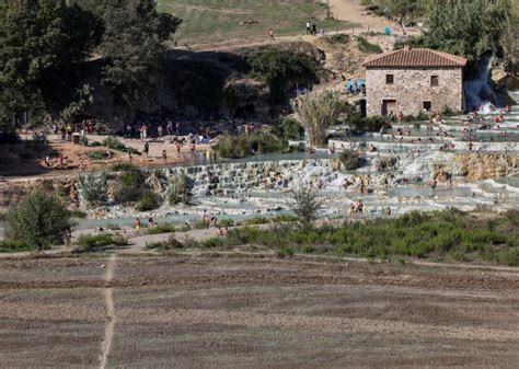 People Are Bathing In The Hot Springs Of Saturnia Therme Saturnia Tuscany Italy Editorial