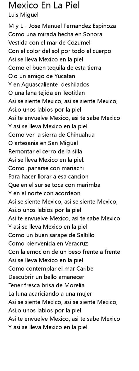 Mexico En La Piel 歌词 歌词网