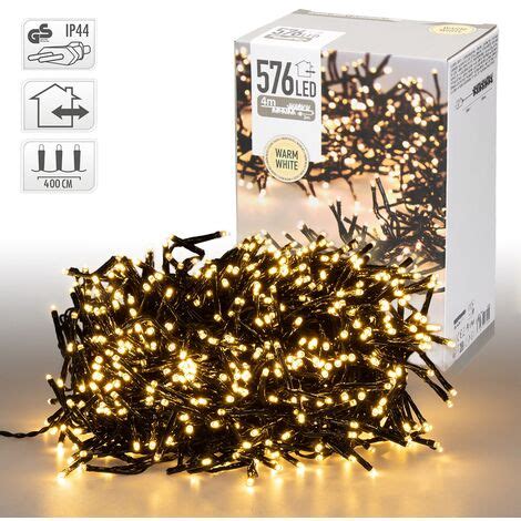 ECD Germany Guirlande Lumineuse Avec 576 LED Blanc Chaud Touffes 4 2 M