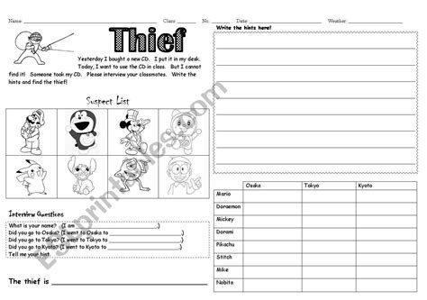 Thief ESL Worksheet By Gsuiris