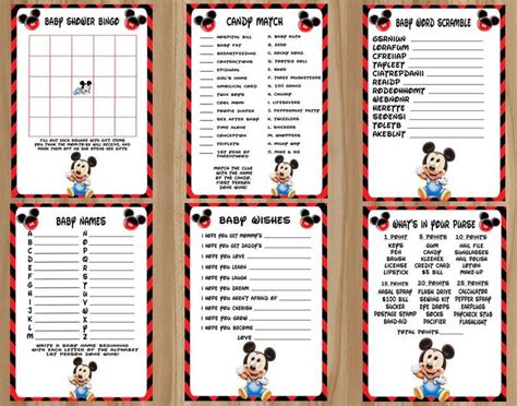 Mickey mouse baby shower games mickey baby shower game package or ...