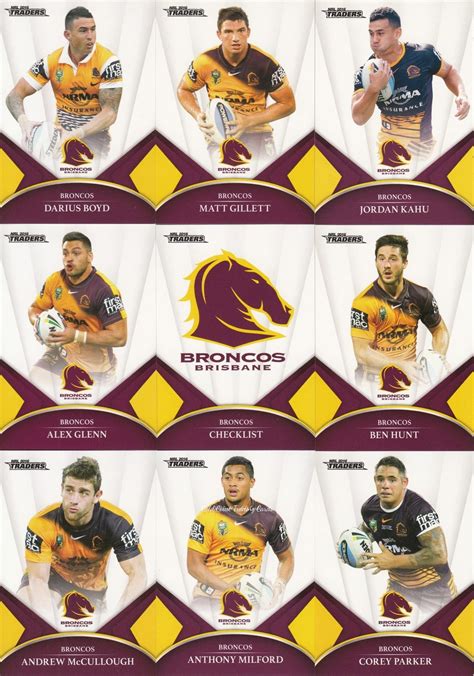 2016 Nrl Traders Base Team Set Brisbane Broncos Gold Coast Trading