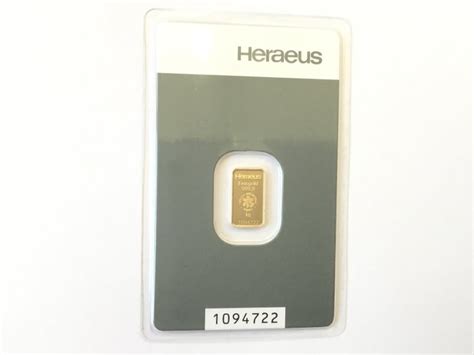 1 Gram Gold 999 Heraeus No Reserve Sealed With Certificate