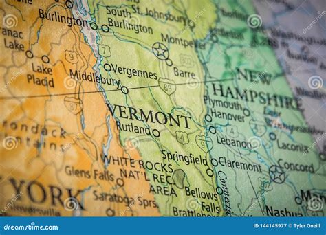 Selective Focus Of Vermont State On A Geographical And Political State