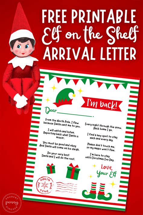 Free Printable Elf On The Shelf Arrival Letter Prudent Penny Pincher