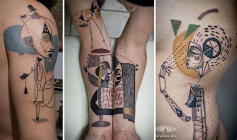 Artist Duo Creates Surreal Cubist Tattoos Based On Clients Stories