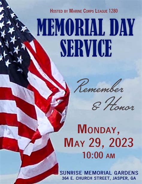 Memorial Day Service On May 29 2023 10 00 AM Pickens County Georgia