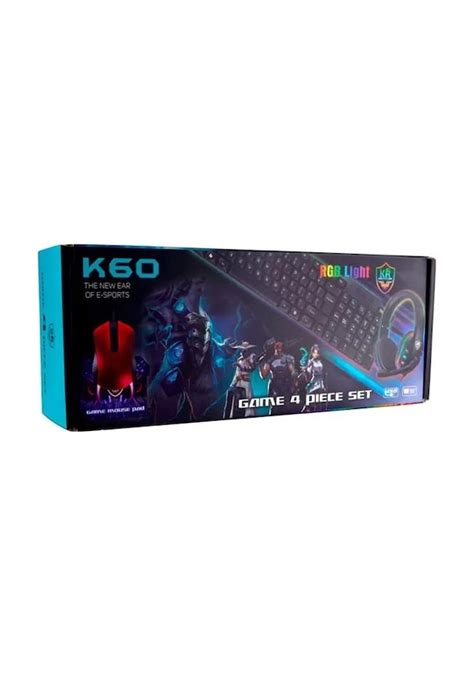 Karler K60 Kablolu RGB Oyuncu Klavye Mouse Kulaklık Mouse Pad