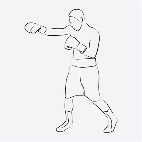 Homme De Boxe Dessin Au Trait Vecteur Premium Boxe Dessins