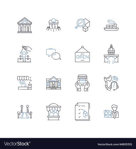 Settlement line icons collection compromise Vector Image