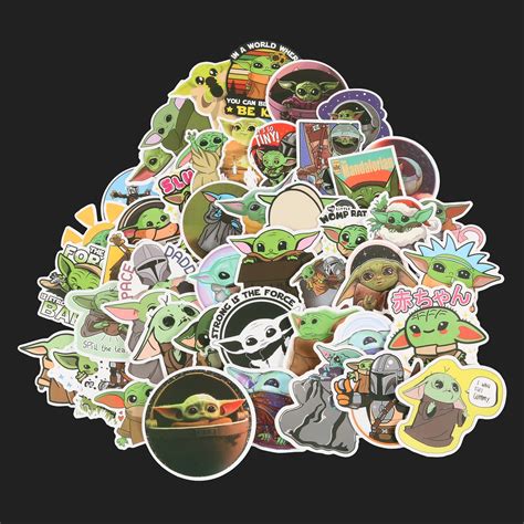 50 Pcs Baby Yoda Sticker Pack Cute Grogu Stickers Star Wars Etsy