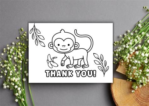 Printable Thank You Coloring Card Set Kids Thank You Notes Thank You