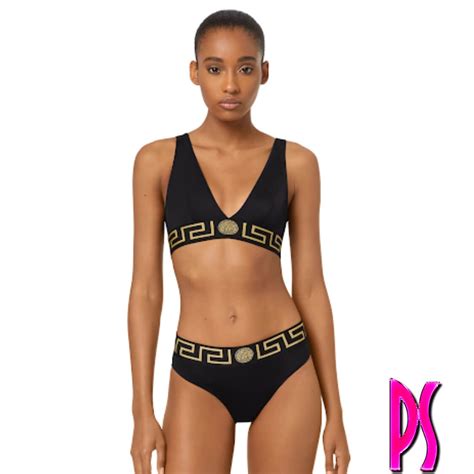 Versace Greca Border Bikini Black Pink Sugar Bikini