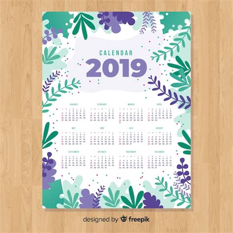 Free Vector 2019 Calendar Design