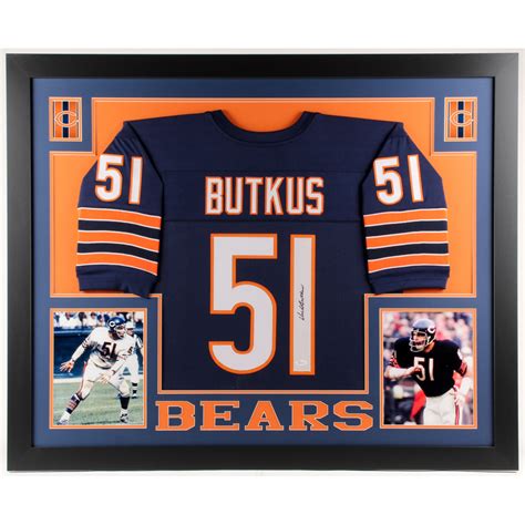 Dick Butkus Signed Chicago Bears 35x43 Custom Framed Jersey Jsa Coa