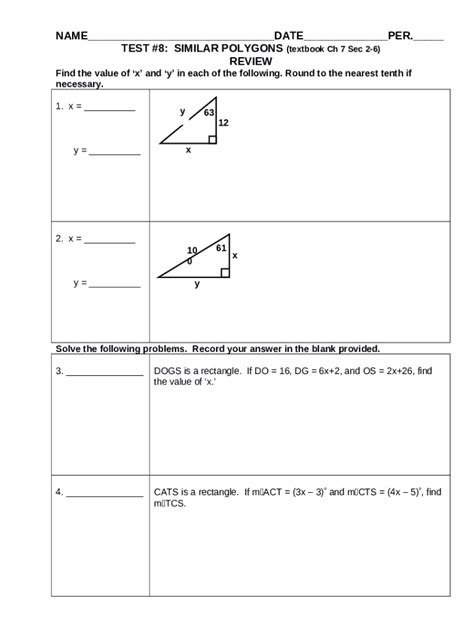 Using Similar Polygons Worksheet Pdf Doc Template Pdffiller