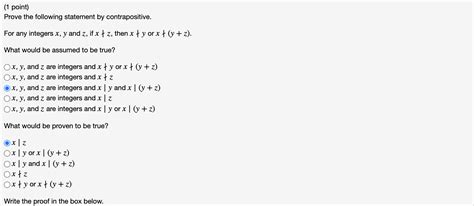 Solved 1 Point Prove The Following Statement By