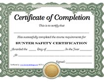 Free Printable Hunter Safety Certification Certificate Templates