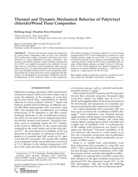 (PDF) Mechanics and Thermal Properties of PVC/Wood Flour Composites