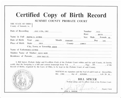 Real Birth Certificate Template