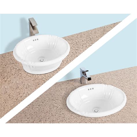 Romano 181525 18x15 Oval Above Counter Bathroom Vessel Sink Modern Style Ceramic Drop In Art