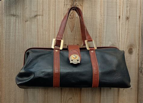 Black And Brown Leather Doctors Bag Vintage Small Valise Etsy Uk